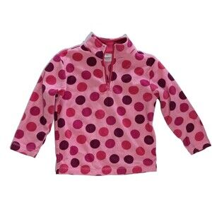 Hanna Andersson Pink Polka Dot Fleece Popover Zip  110 Cm US 5-6